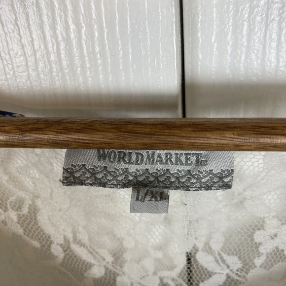 World Market L XL Maxi Dress Floral Tank Sleeveless A-Line Peasant Tiered Lace - Picture 4 of 5